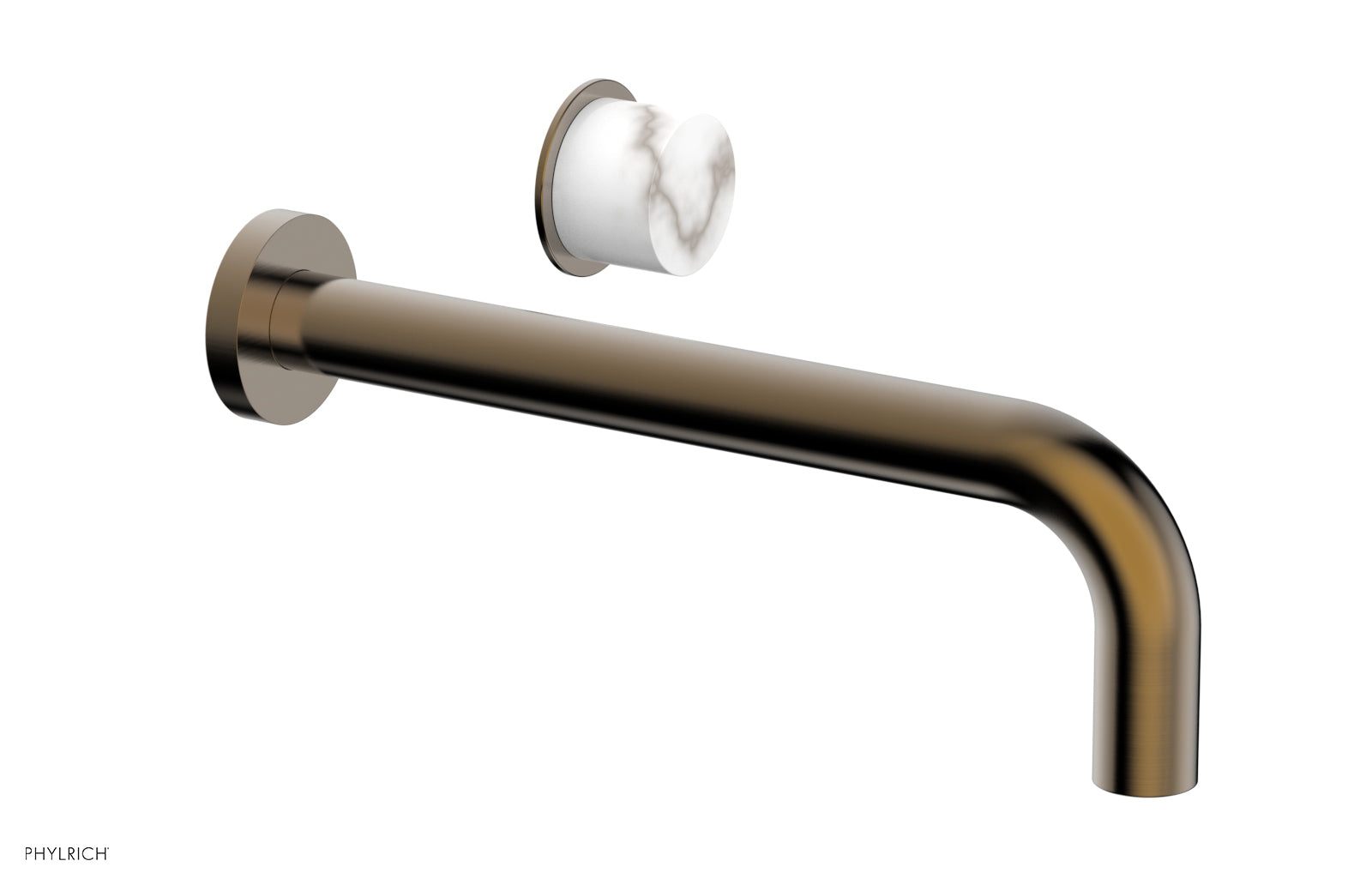 Phylrich Basic II 10" Single Handle Wall Lavatory Set - White Marble Handle by Phylrich