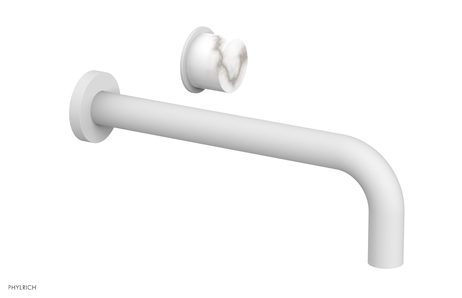 Phylrich Basic II 10" Single Handle Wall Lavatory Set - White Marble Handle by Phylrich