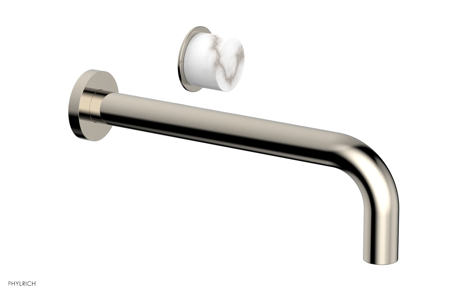 Phylrich Basic II 10" Single Handle Wall Lavatory Set - White Marble Handle by Phylrich