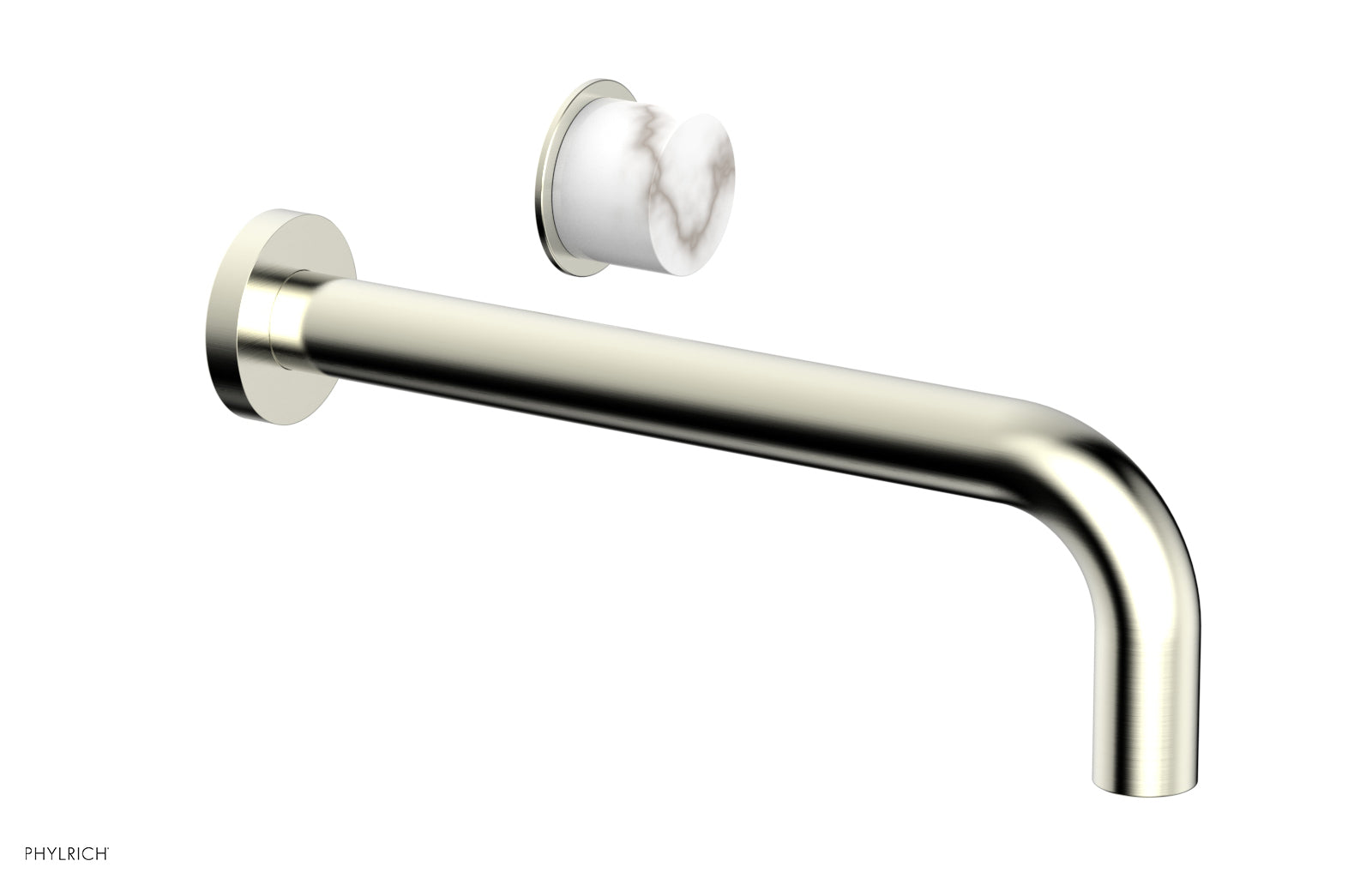 Phylrich Basic II 10" Single Handle Wall Lavatory Set - White Marble Handle by Phylrich