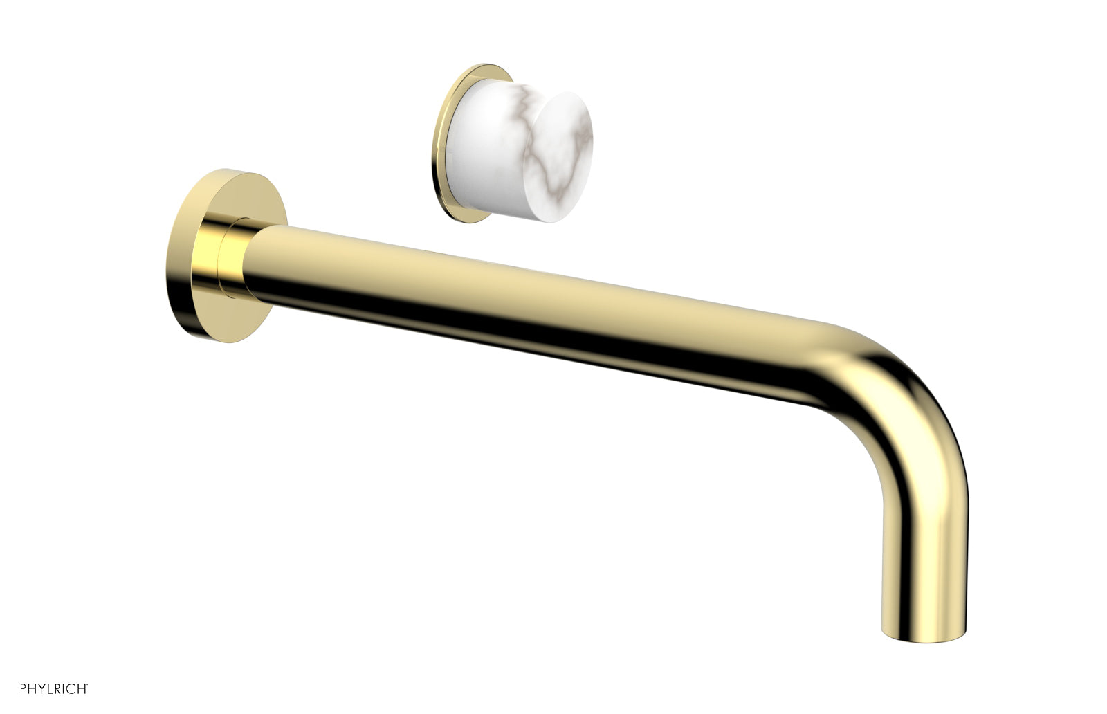 Phylrich Basic II 10" Single Handle Wall Lavatory Set - White Marble Handle by Phylrich