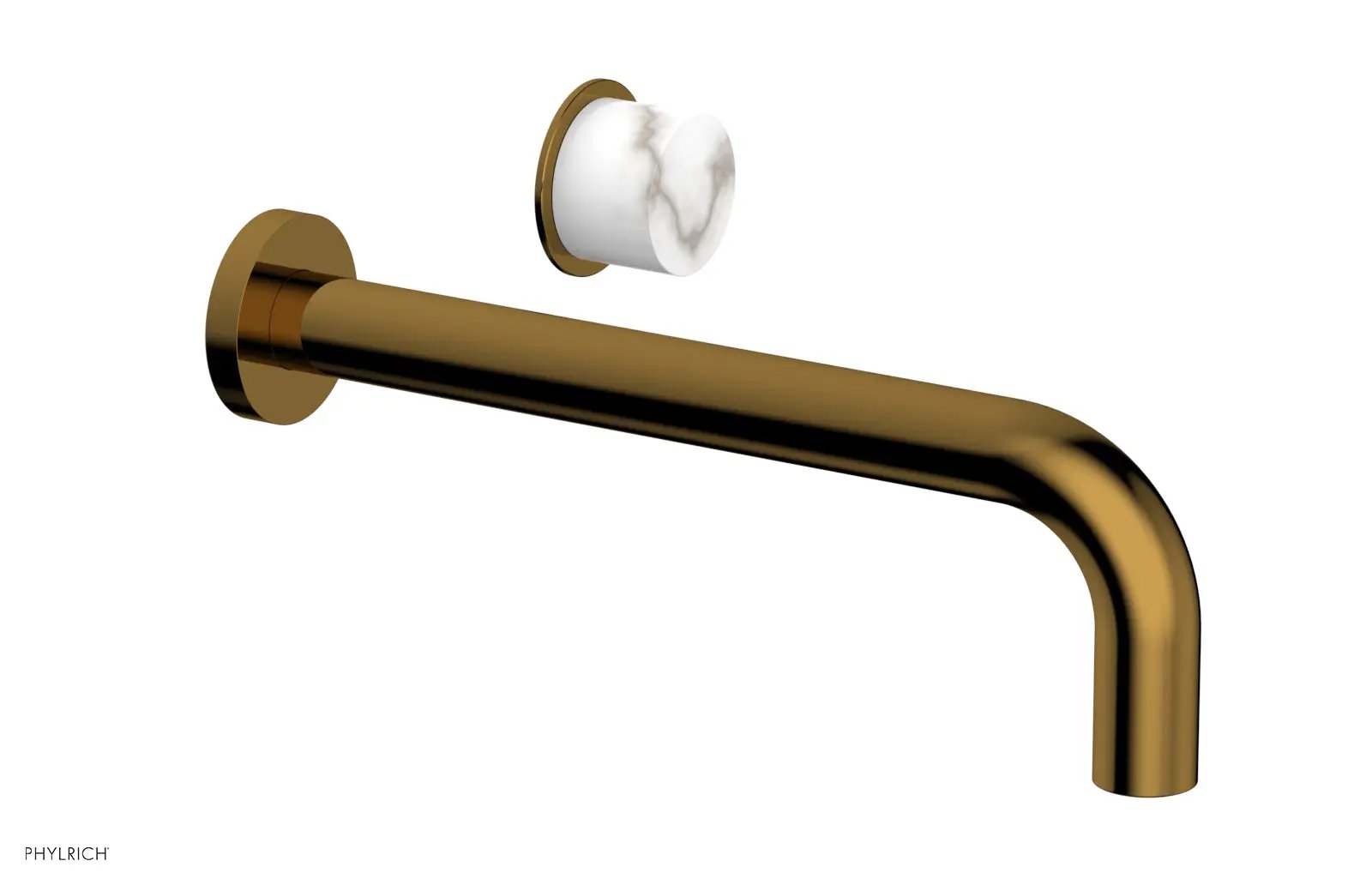 Phylrich Basic II 10" Single Handle Wall Lavatory Set - White Marble Handle by Phylrich
