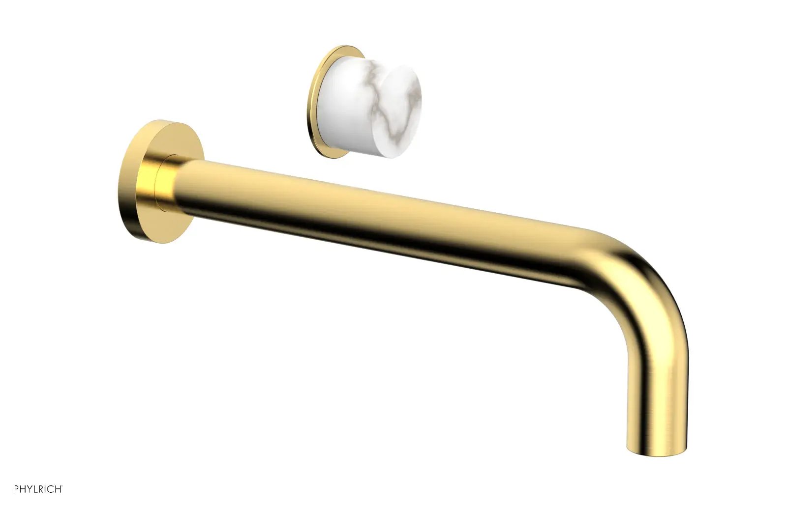 Phylrich Basic II 10" Single Handle Wall Lavatory Set - White Marble Handle by Phylrich