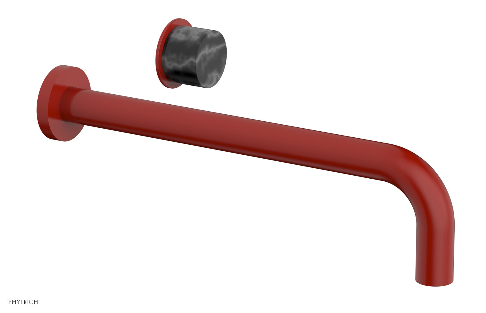 Phylrich Basic II 12" Single Handle Wall Lavatory Set - Black Marble Handle