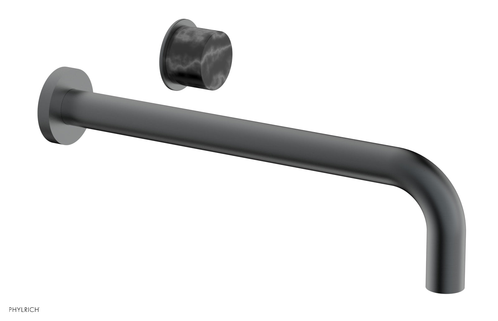 Phylrich Basic II 12" Single Handle Wall Lavatory Set - Black Marble Handle