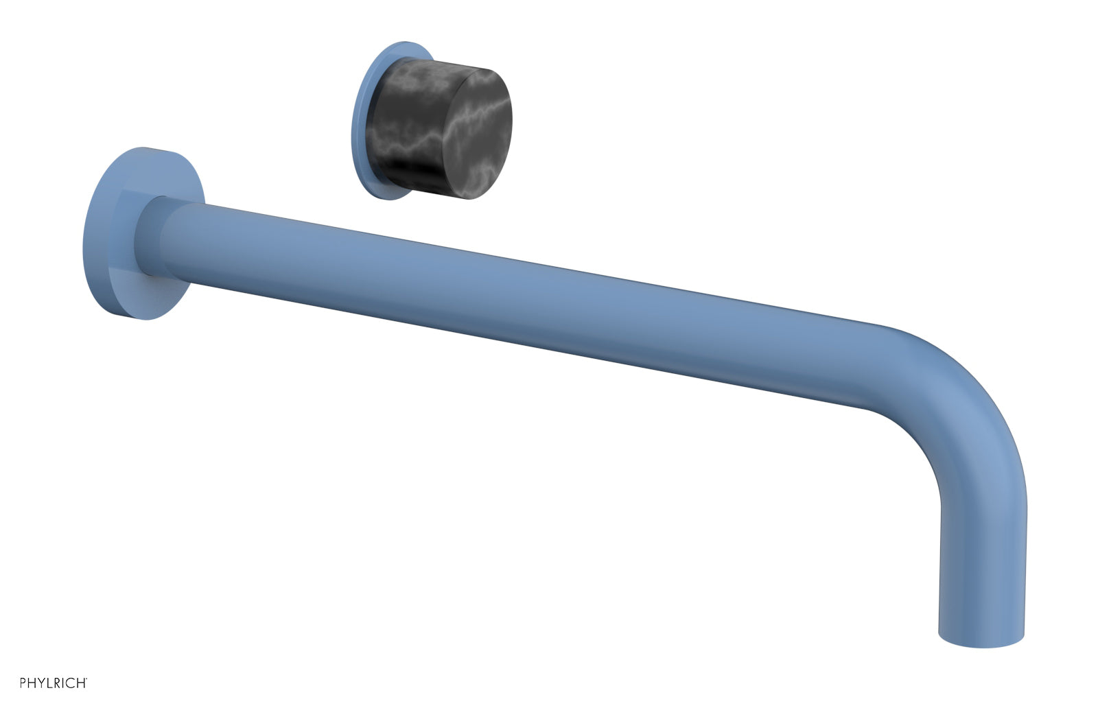 Phylrich Basic II 12" Single Handle Wall Lavatory Set - Black Marble Handle