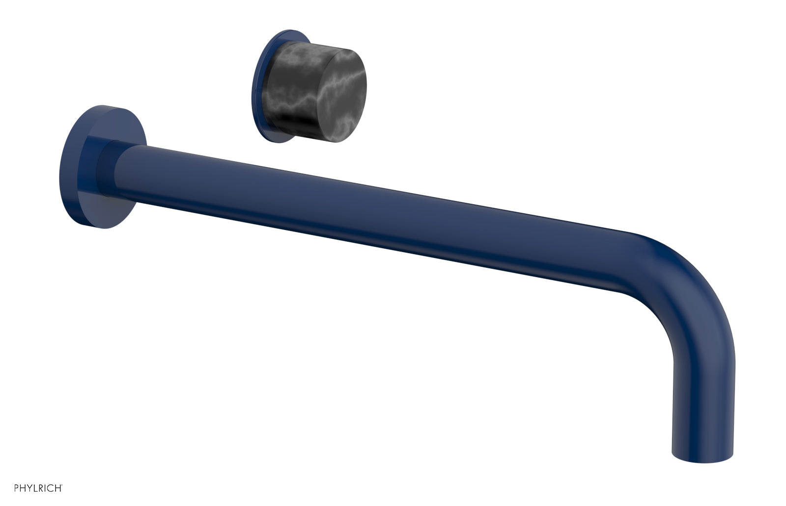 Phylrich Basic II 12" Single Handle Wall Lavatory Set - Black Marble Handle