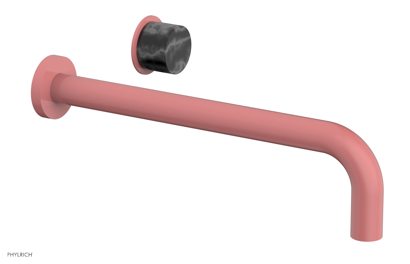 Phylrich Basic II 12" Single Handle Wall Lavatory Set - Black Marble Handle