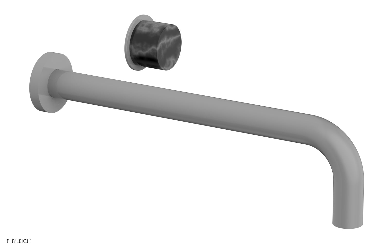 Phylrich Basic II 12" Single Handle Wall Lavatory Set - Black Marble Handle