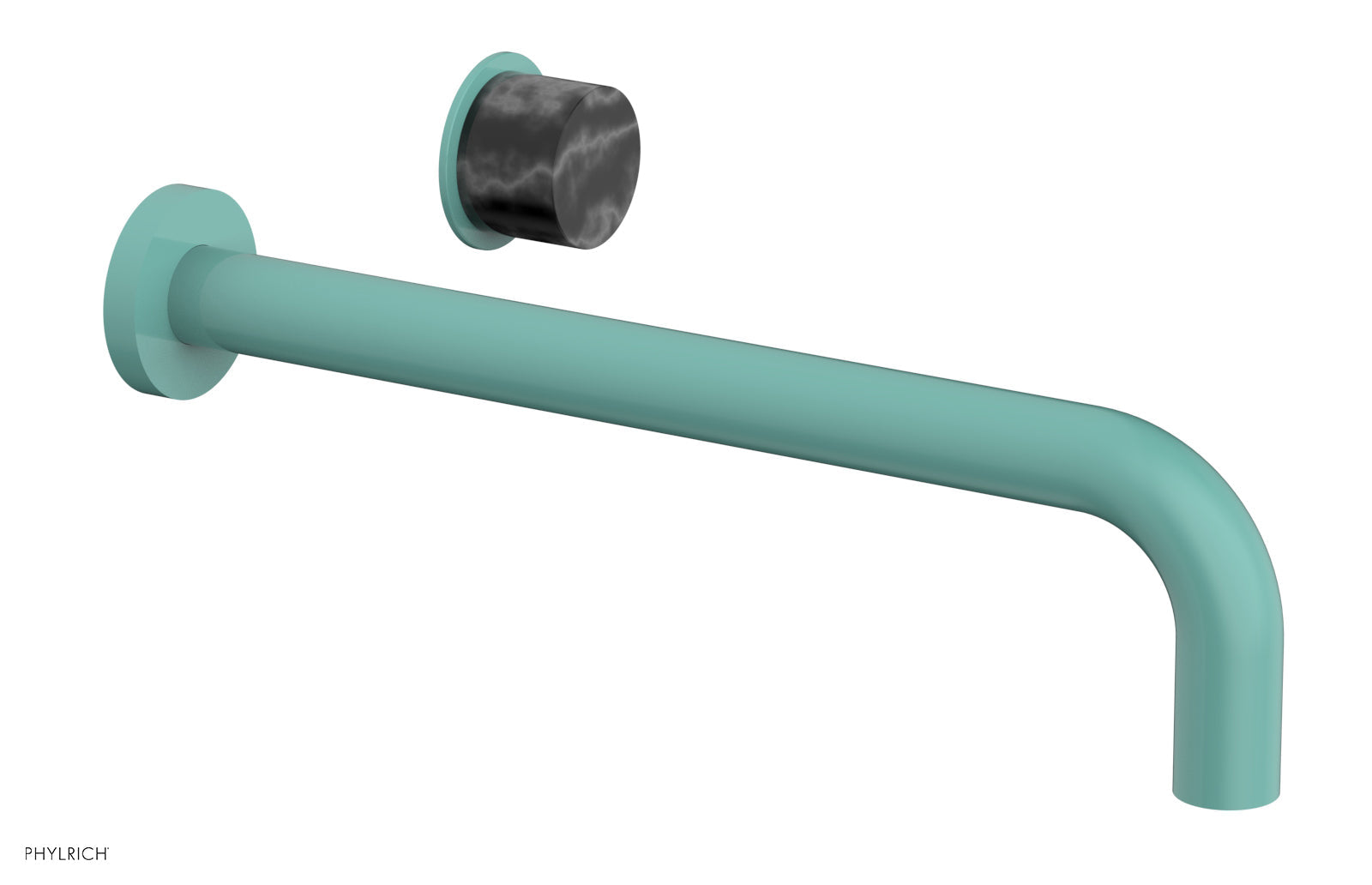 Phylrich Basic II 12" Single Handle Wall Lavatory Set - Black Marble Handle