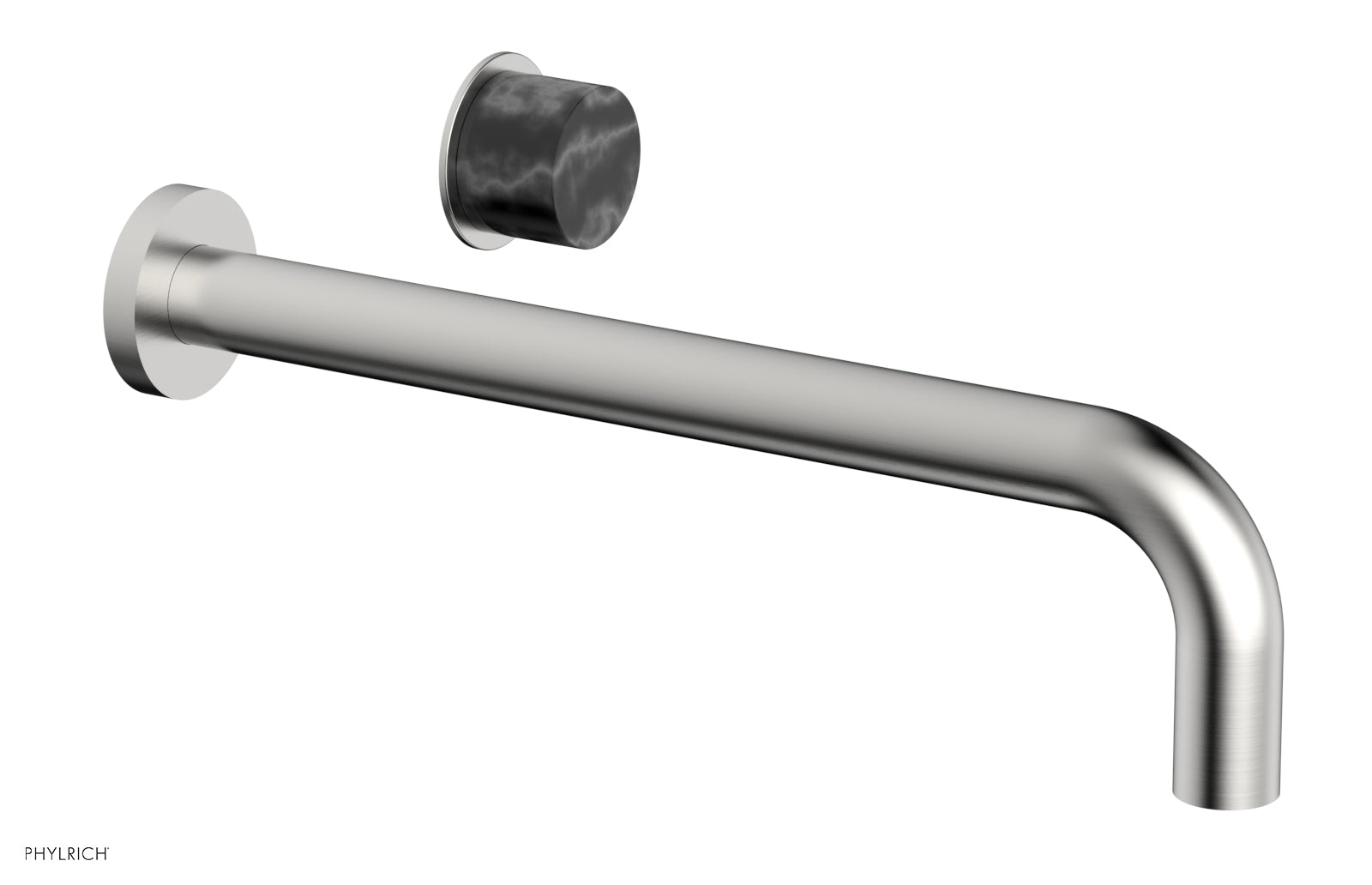 Phylrich Basic II 12" Single Handle Wall Lavatory Set - Black Marble Handle by Phylrich