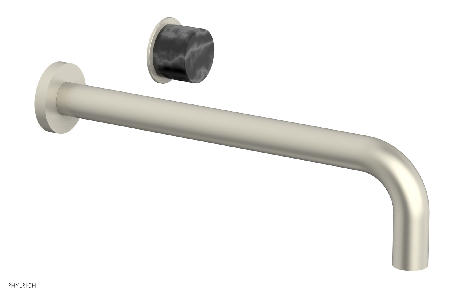 Phylrich Basic II 12" Single Handle Wall Lavatory Set - Black Marble Handle by Phylrich