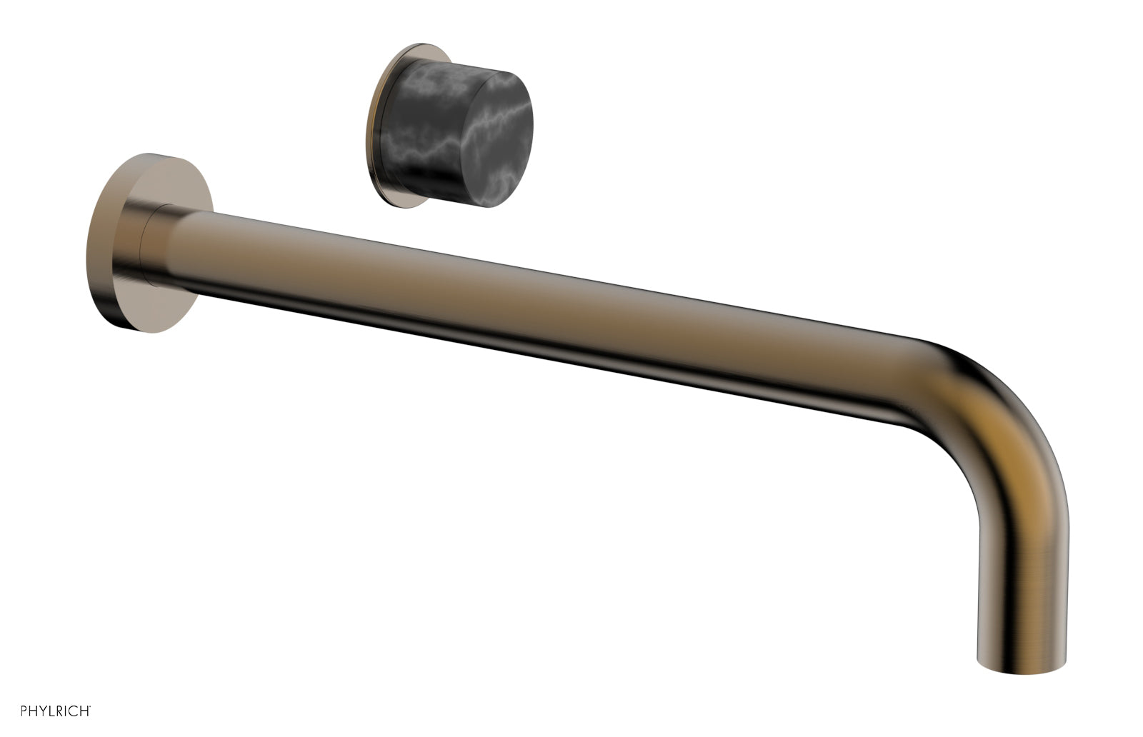 Phylrich Basic II 12" Single Handle Wall Lavatory Set - Black Marble Handle by Phylrich