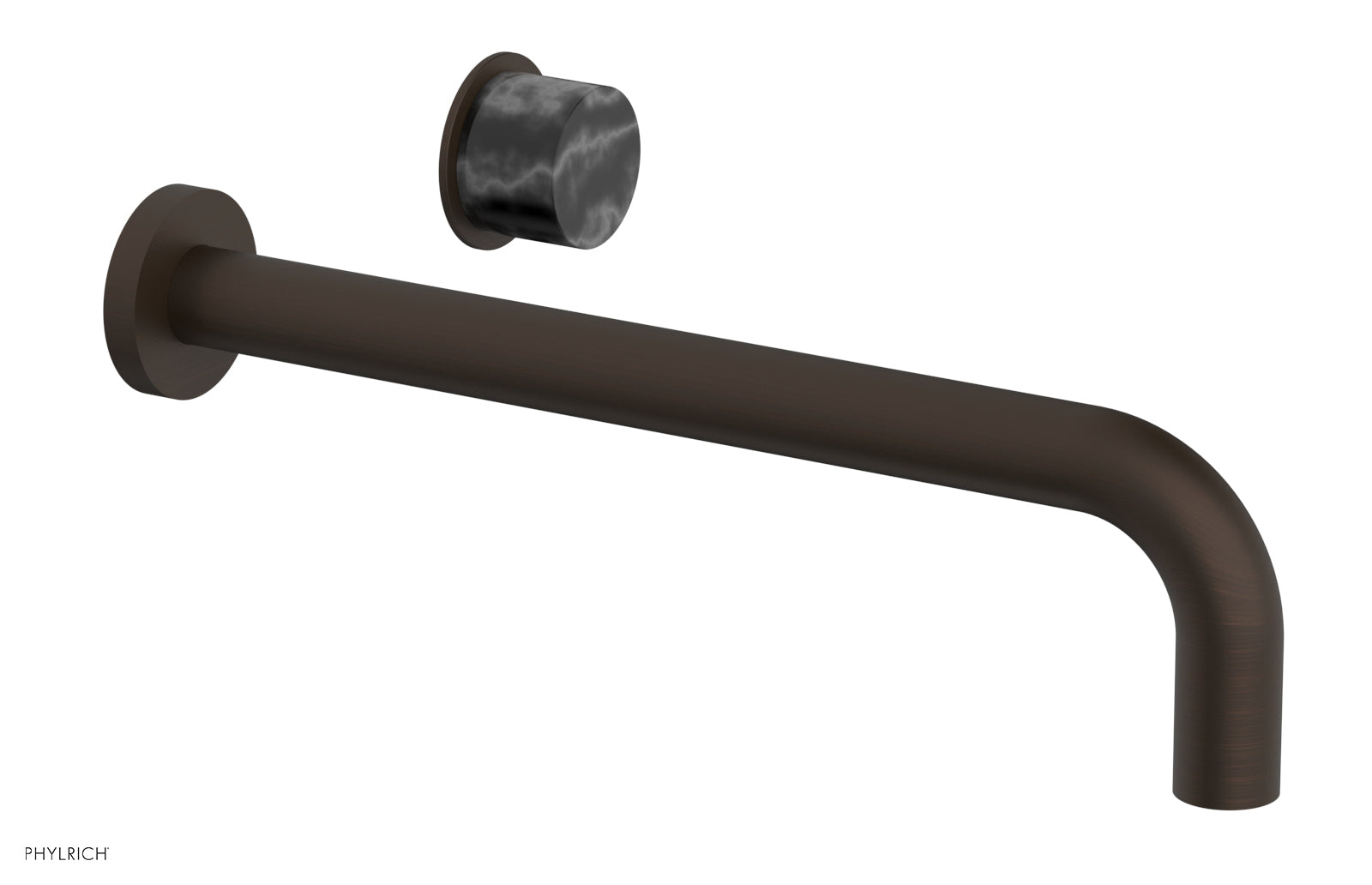 Phylrich Basic II 12" Single Handle Wall Lavatory Set - Black Marble Handle