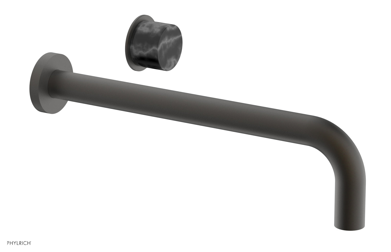 Phylrich Basic II 12" Single Handle Wall Lavatory Set - Black Marble Handle