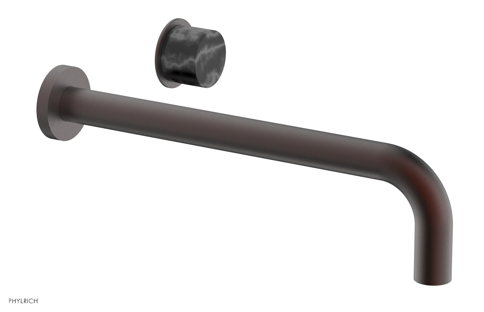 Phylrich Basic II 12" Single Handle Wall Lavatory Set - Black Marble Handle