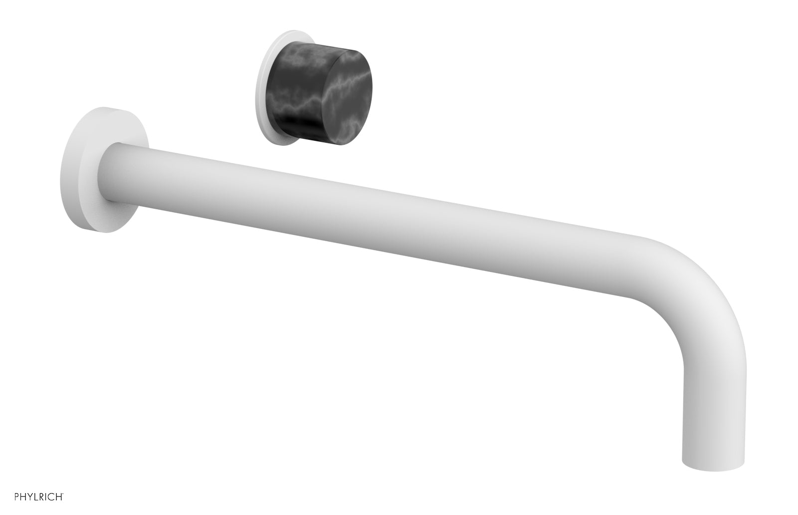 Phylrich Basic II 12" Single Handle Wall Lavatory Set - Black Marble Handle