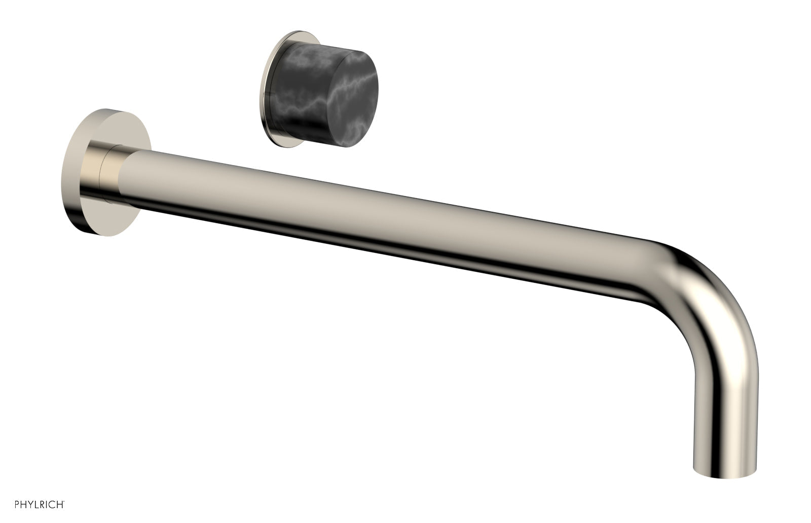 Phylrich Basic II 12" Single Handle Wall Lavatory Set - Black Marble Handle by Phylrich