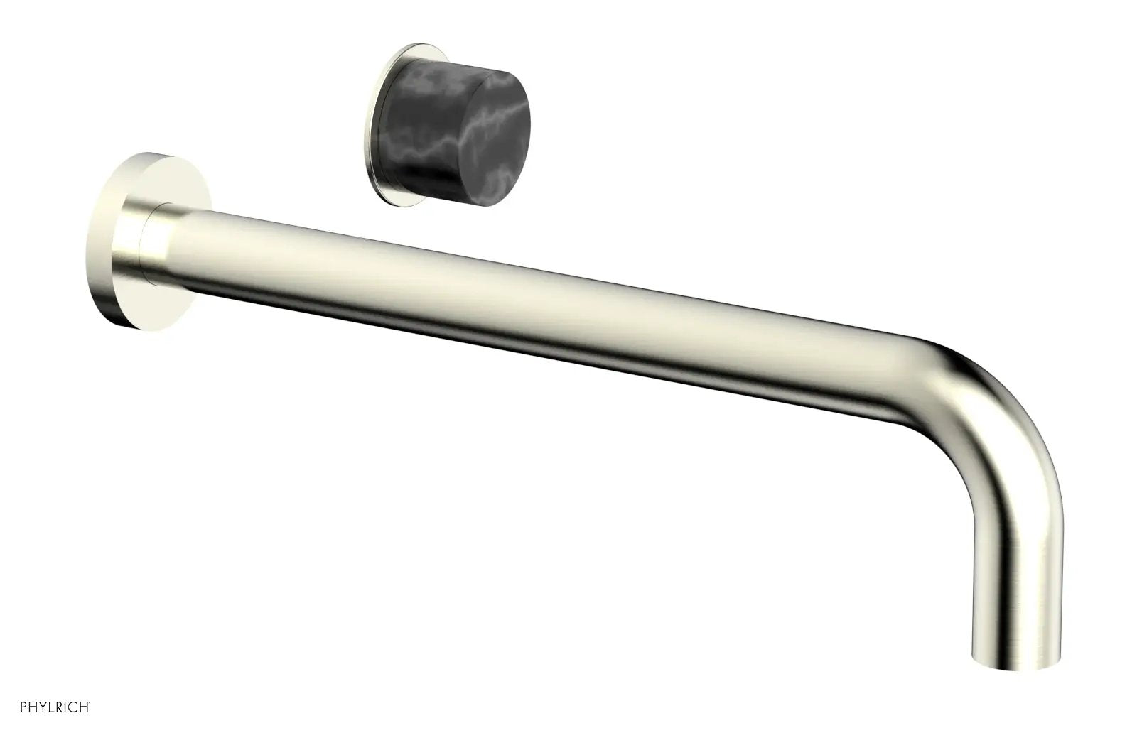 Phylrich Basic II 12" Single Handle Wall Lavatory Set - Black Marble Handle by Phylrich