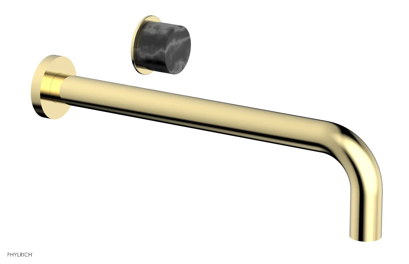 Phylrich Basic II 12" Single Handle Wall Lavatory Set - Black Marble Handle by Phylrich