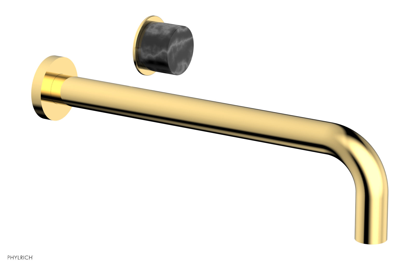 Phylrich Basic II 12" Single Handle Wall Lavatory Set - Black Marble Handle by Phylrich