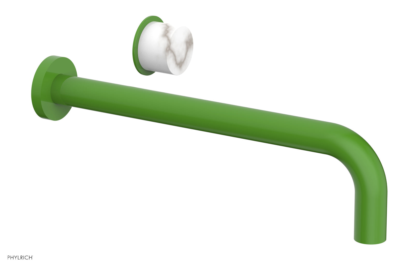 Phylrich Basic II 12" Single Handle Wall Lavatory Set - White Marble Handle by Phylrich
