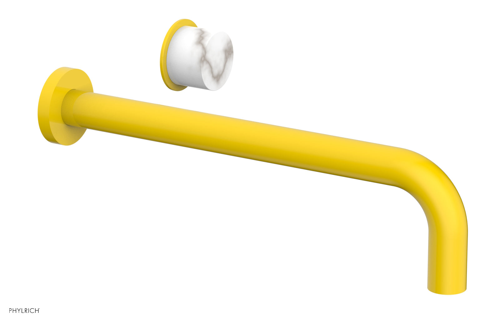 Phylrich Basic II 12" Single Handle Wall Lavatory Set - White Marble Handle