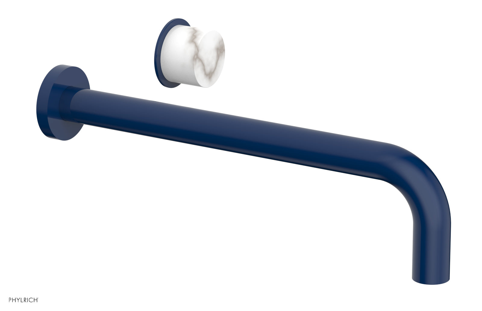Phylrich Basic II 12" Single Handle Wall Lavatory Set - White Marble Handle by Phylrich