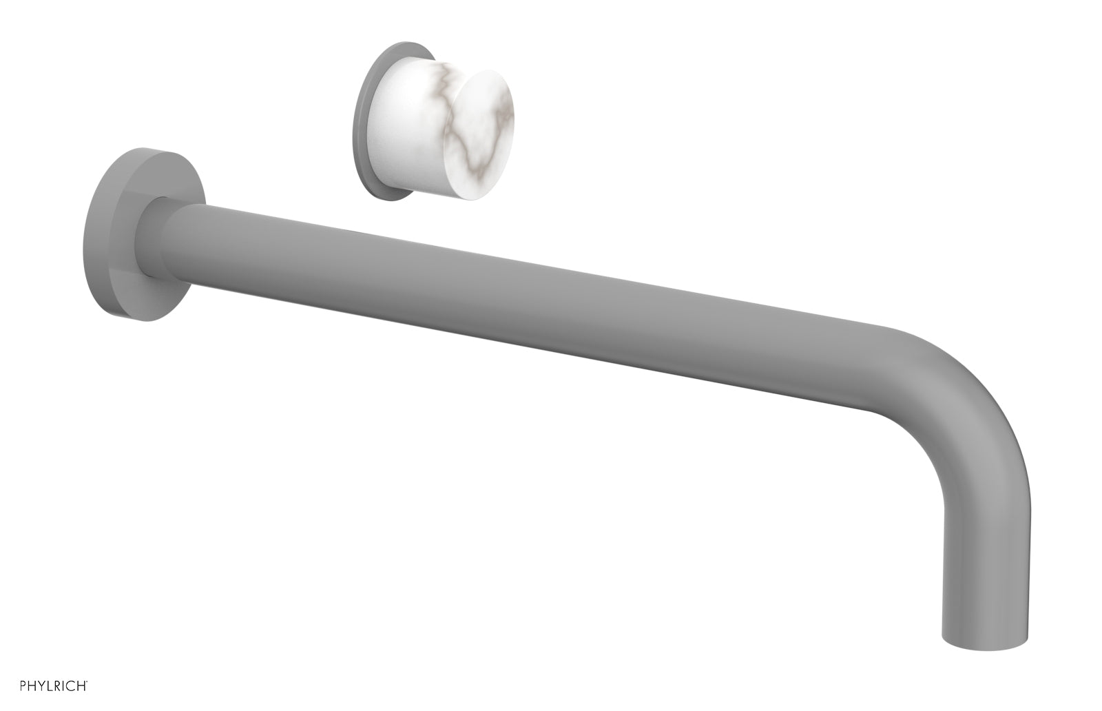 Phylrich Basic II 12" Single Handle Wall Lavatory Set - White Marble Handle by Phylrich