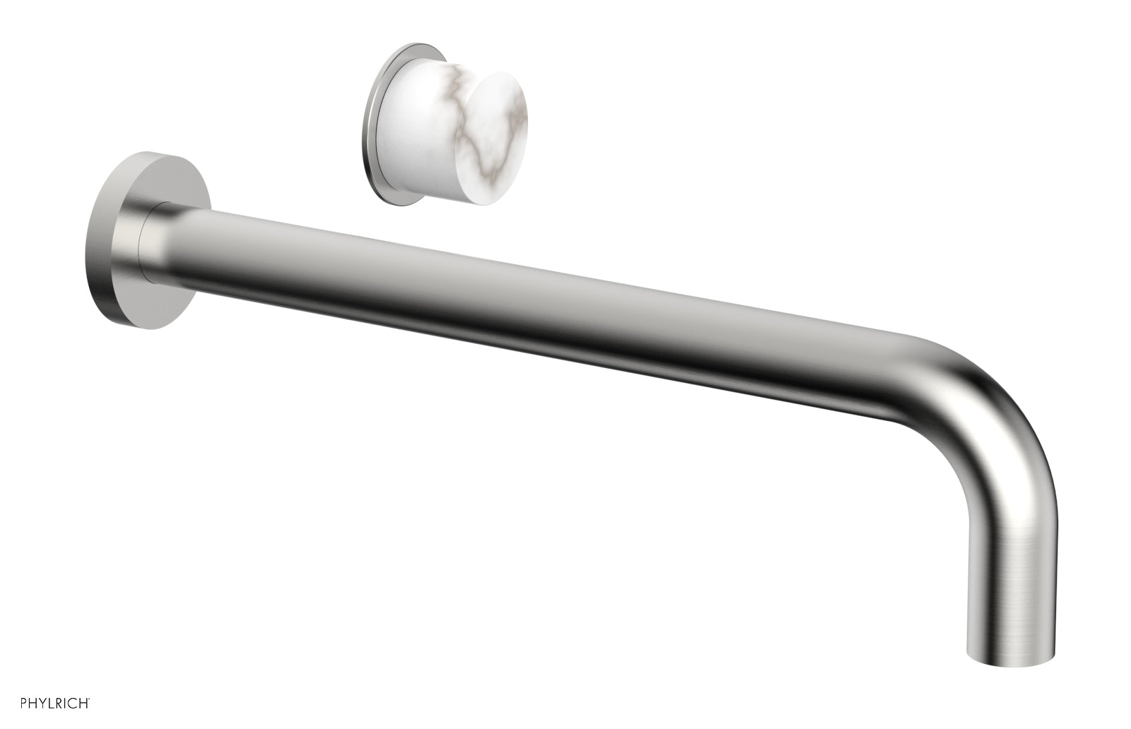 Phylrich Basic II 12" Single Handle Wall Lavatory Set - White Marble Handle by Phylrich