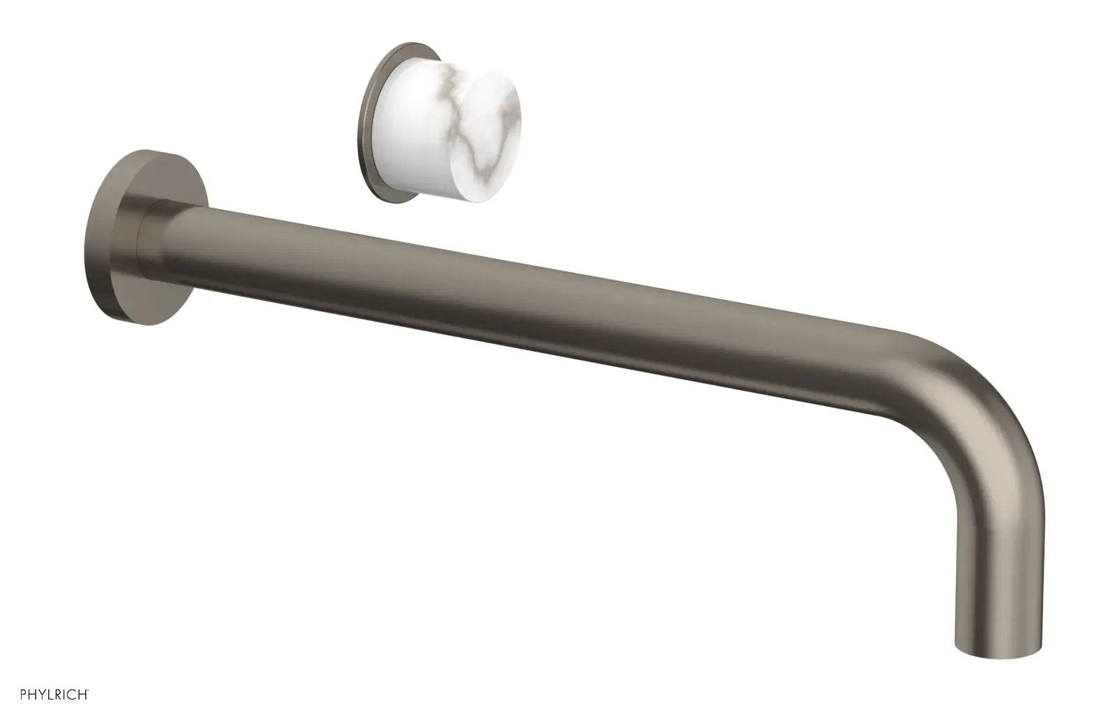 Phylrich Basic II 12" Single Handle Wall Lavatory Set - White Marble Handle by Phylrich