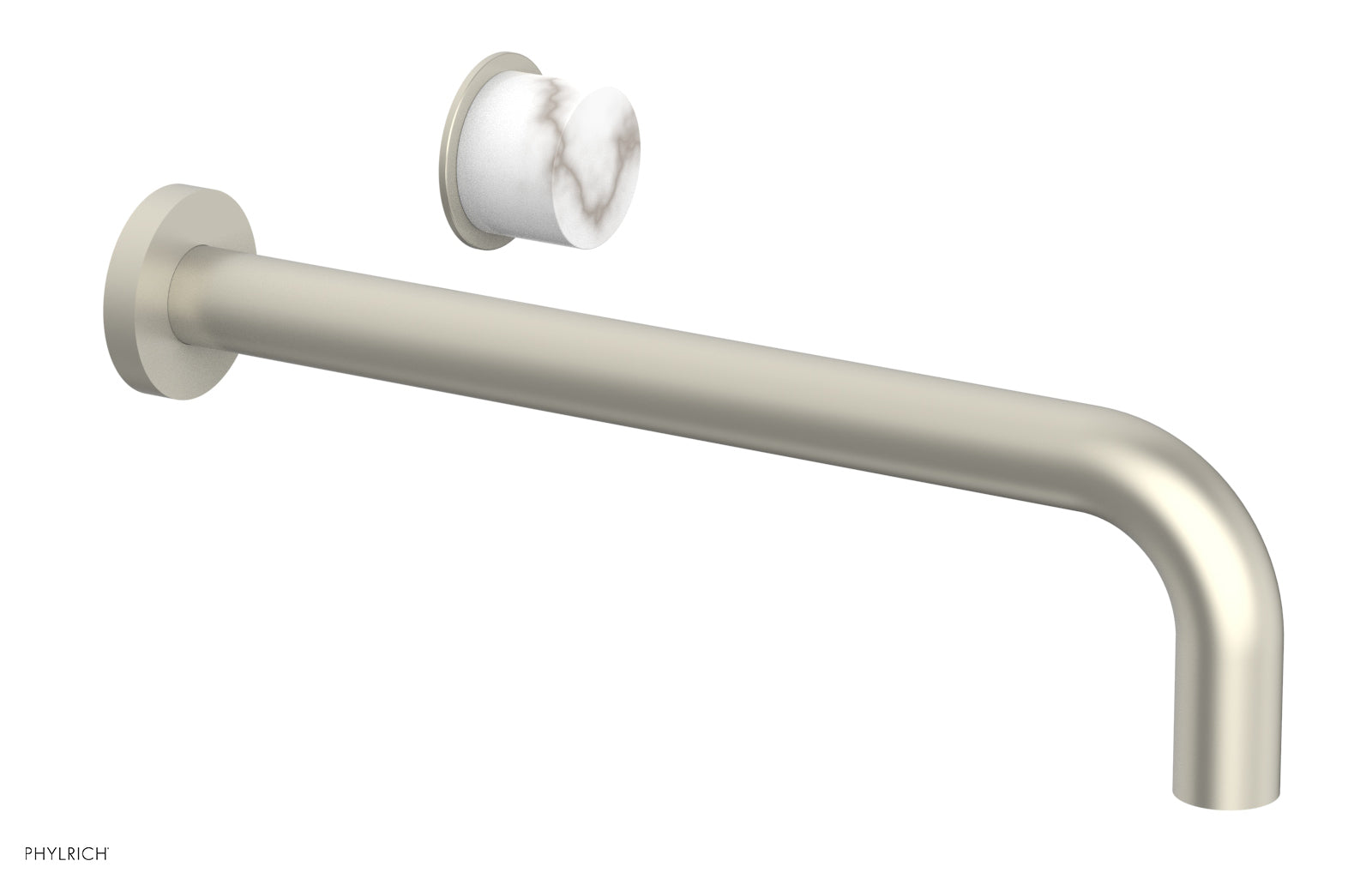 Phylrich Basic II 12" Single Handle Wall Lavatory Set - White Marble Handle