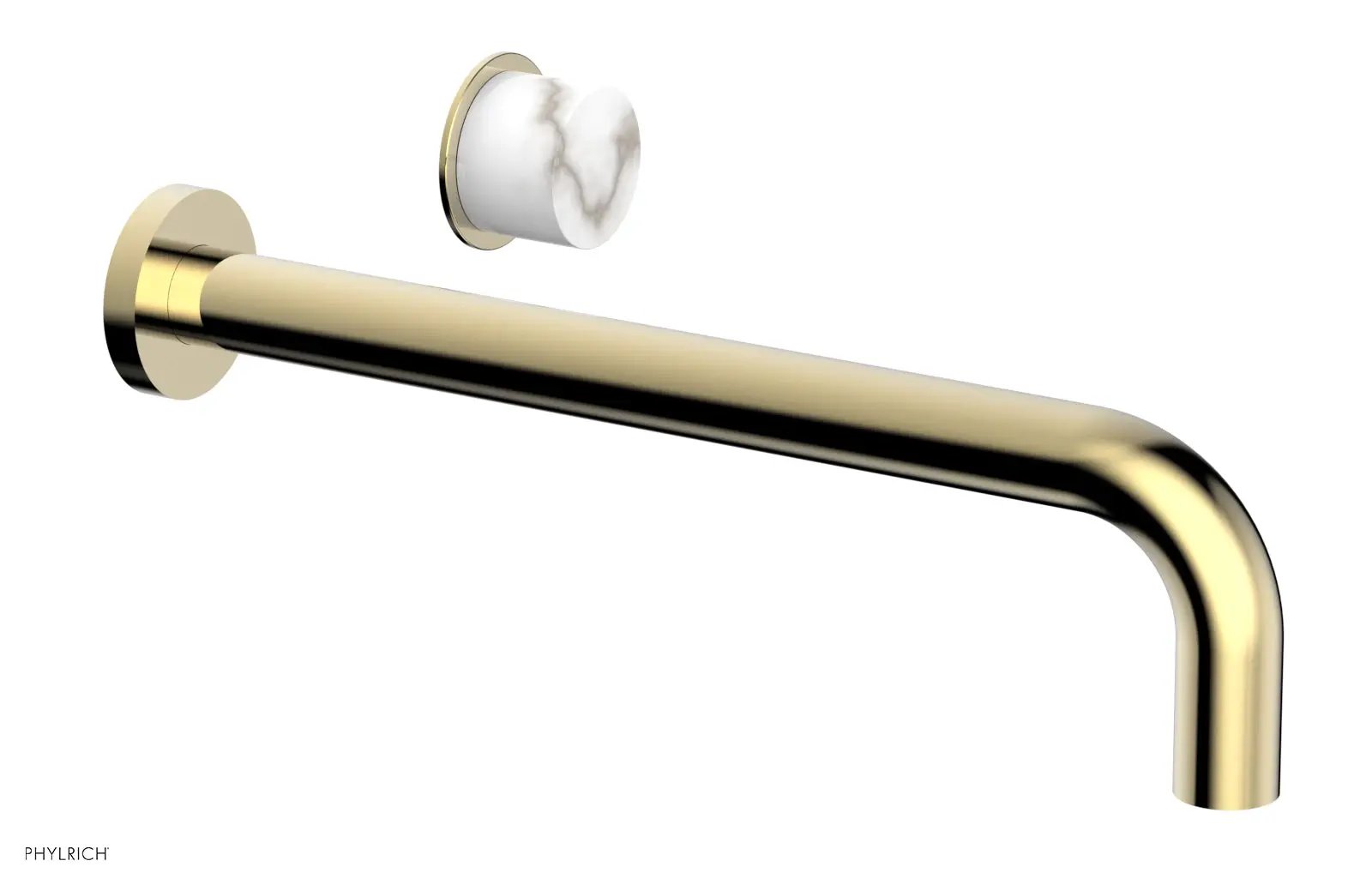 Phylrich Basic II 12" Single Handle Wall Lavatory Set - White Marble Handle by Phylrich