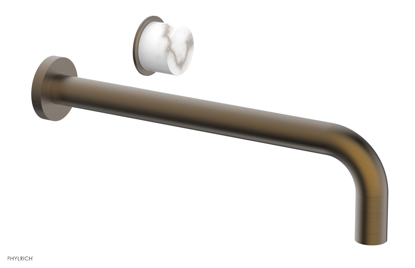 Phylrich Basic II 12" Single Handle Wall Lavatory Set - White Marble Handle by Phylrich
