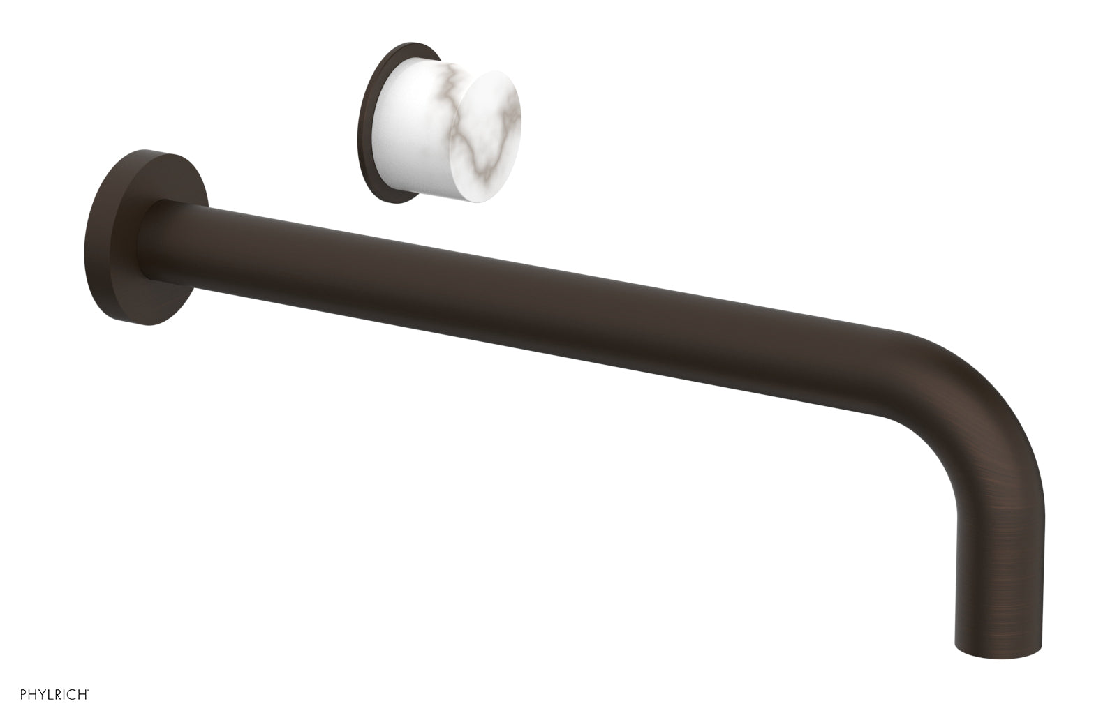 Phylrich Basic II 12" Single Handle Wall Lavatory Set - White Marble Handle