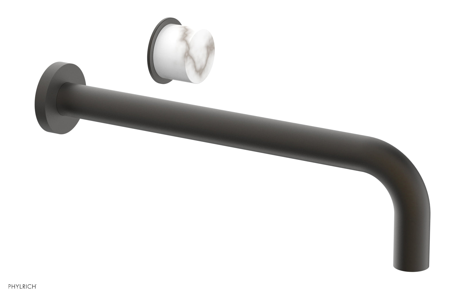 Phylrich Basic II 12" Single Handle Wall Lavatory Set - White Marble Handle