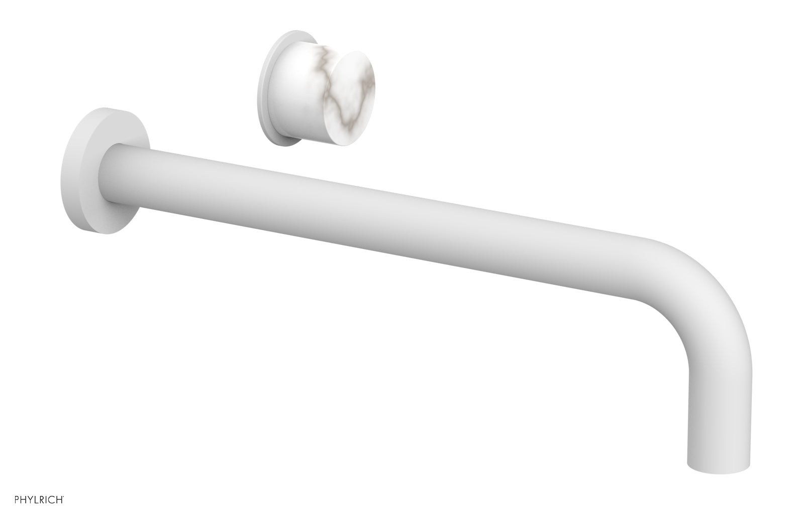 Phylrich Basic II 12" Single Handle Wall Lavatory Set - White Marble Handle