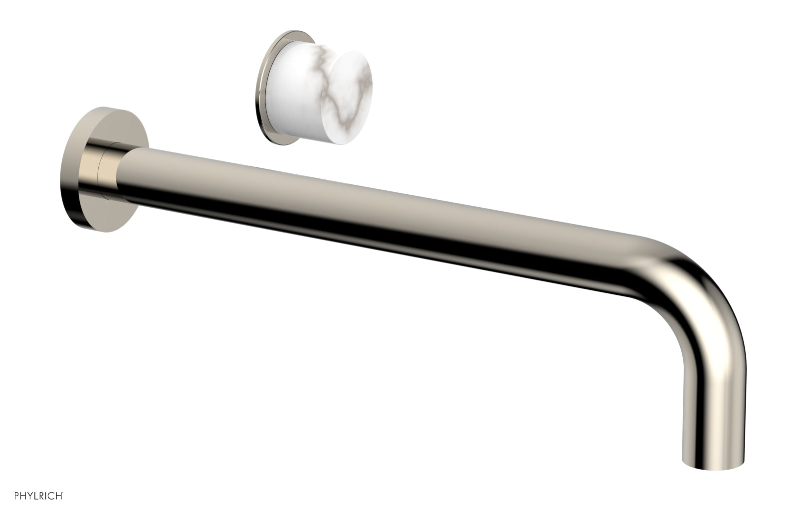 Phylrich Basic II 12" Single Handle Wall Lavatory Set - White Marble Handle by Phylrich