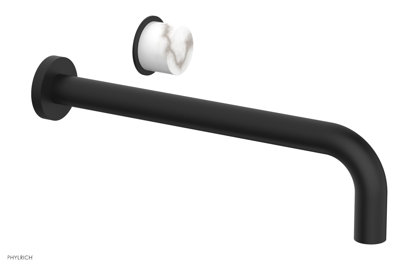 Phylrich Basic II 12" Single Handle Wall Lavatory Set - White Marble Handle