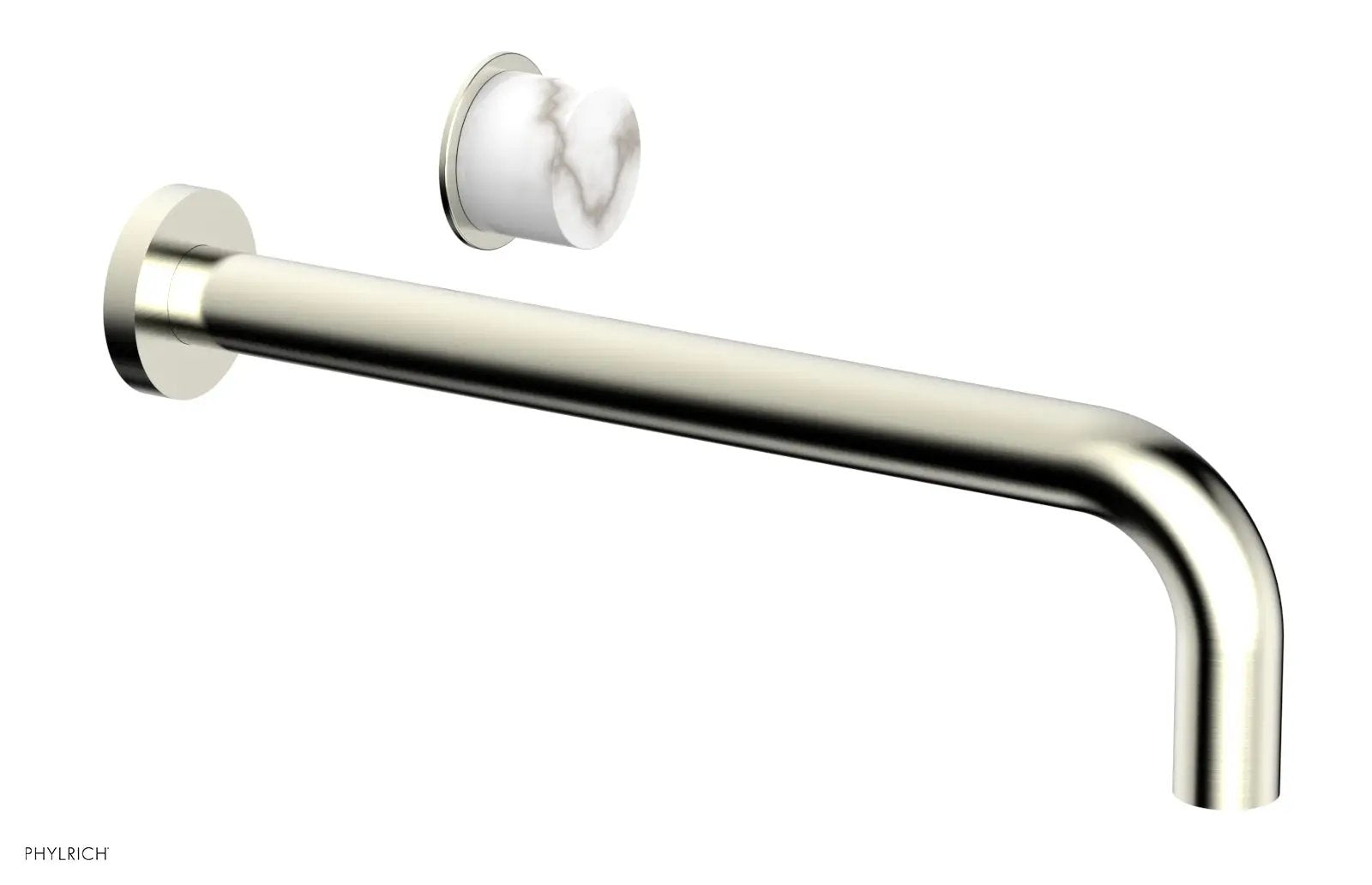 Phylrich Basic II 12" Single Handle Wall Lavatory Set - White Marble Handle by Phylrich