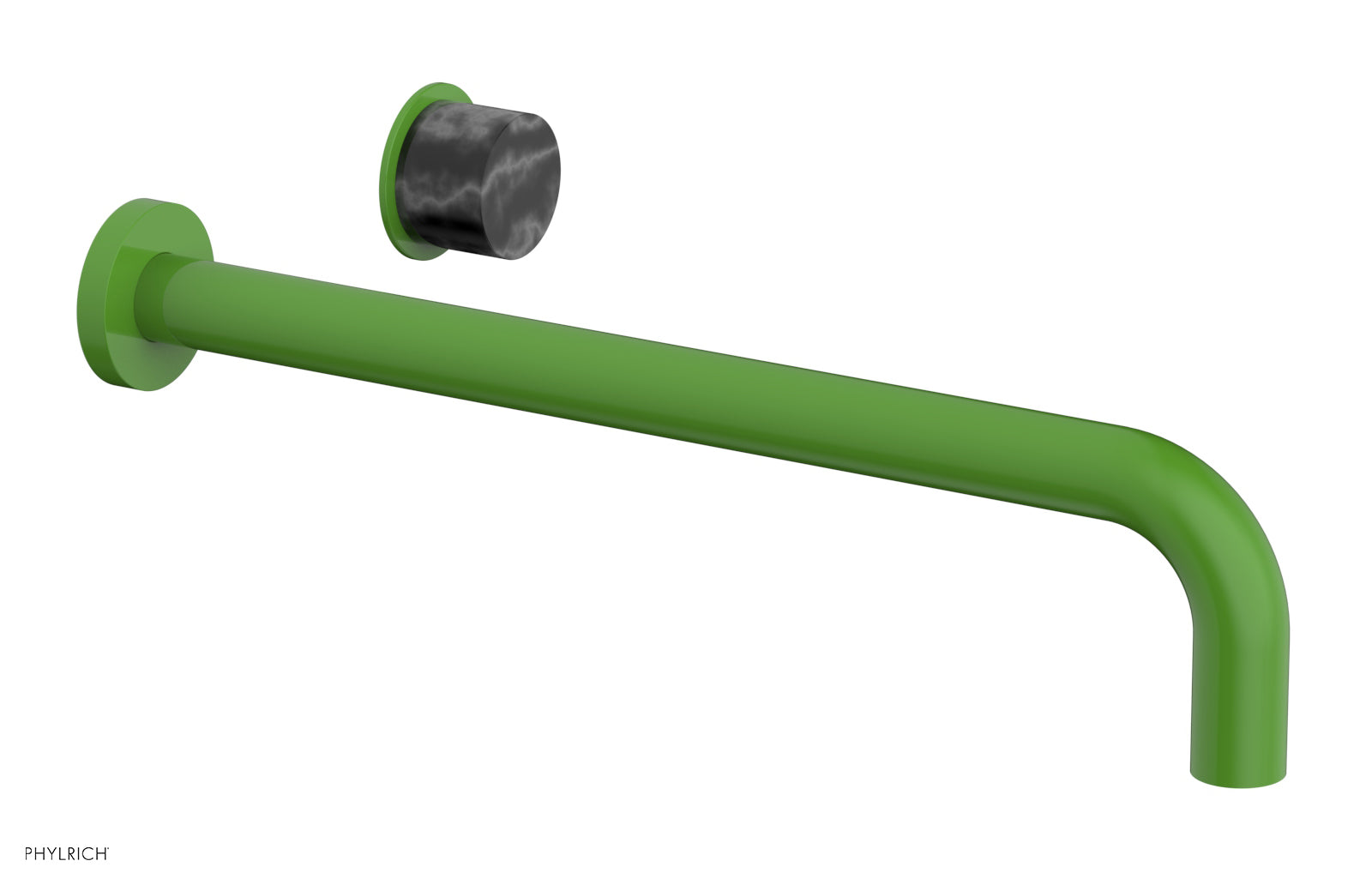 Phylrich Basic II 14" Single Handle Wall Lavatory Set - Black Marble Handle