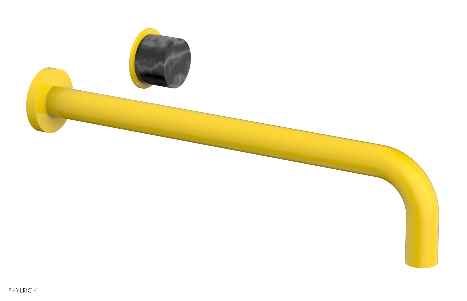 Phylrich Basic II 14" Single Handle Wall Lavatory Set - Black Marble Handle