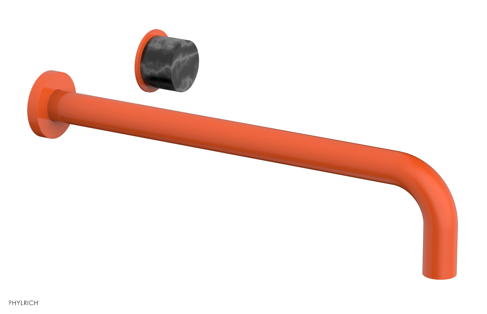 Phylrich Basic II 14" Single Handle Wall Lavatory Set - Black Marble Handle