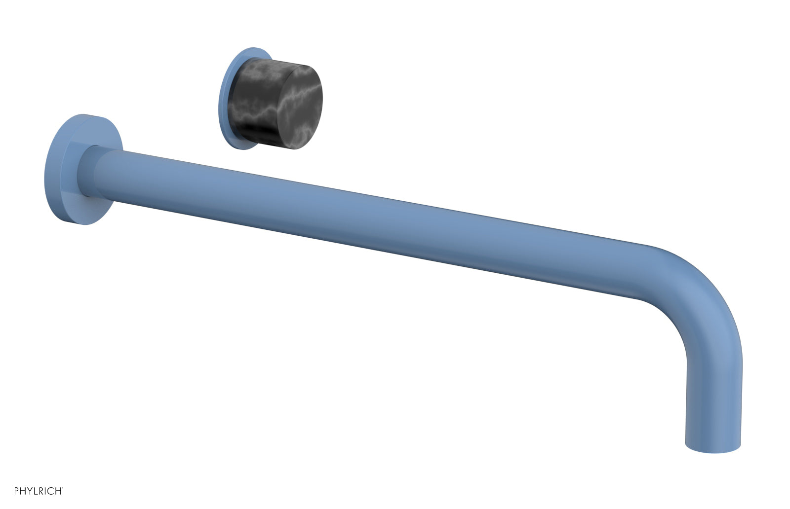 Phylrich Basic II 14" Single Handle Wall Lavatory Set - Black Marble Handle