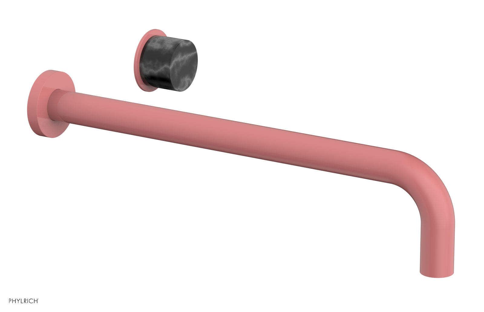 Phylrich Basic II 14" Single Handle Wall Lavatory Set - Black Marble Handle