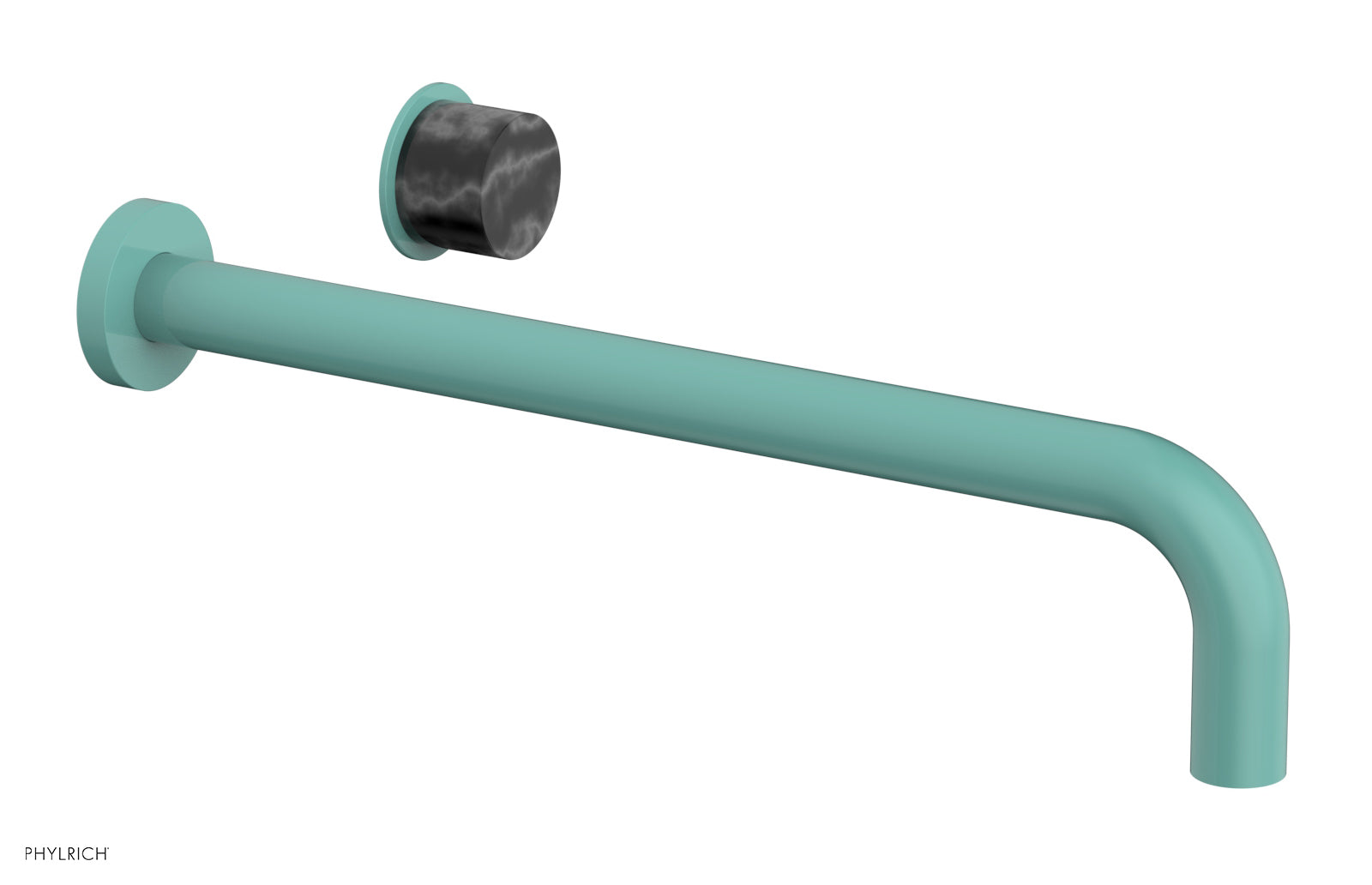 Phylrich Basic II 14" Single Handle Wall Lavatory Set - Black Marble Handle