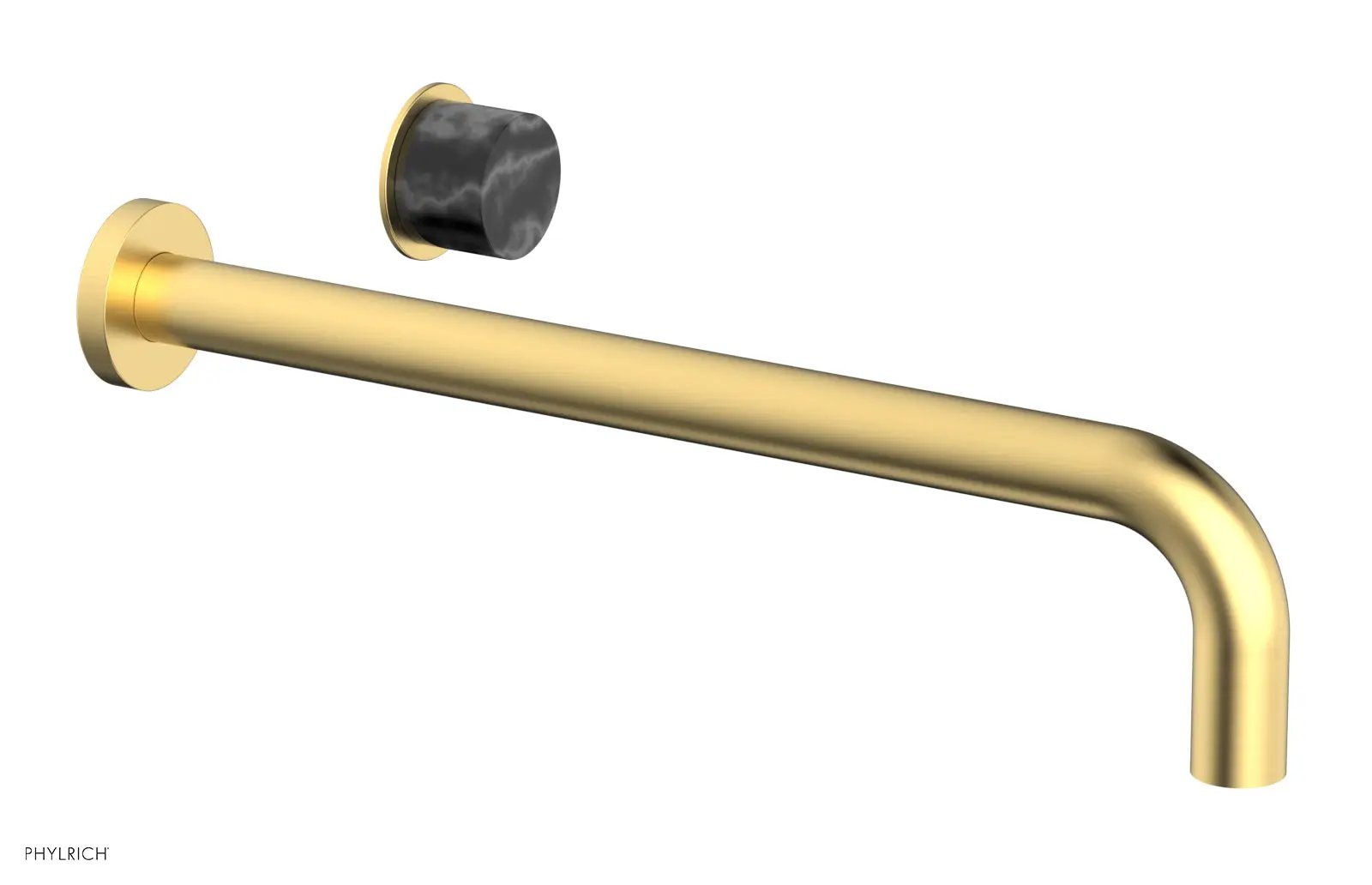 Phylrich Basic II 14" Single Handle Wall Lavatory Set - Black Marble Handle by Phylrich