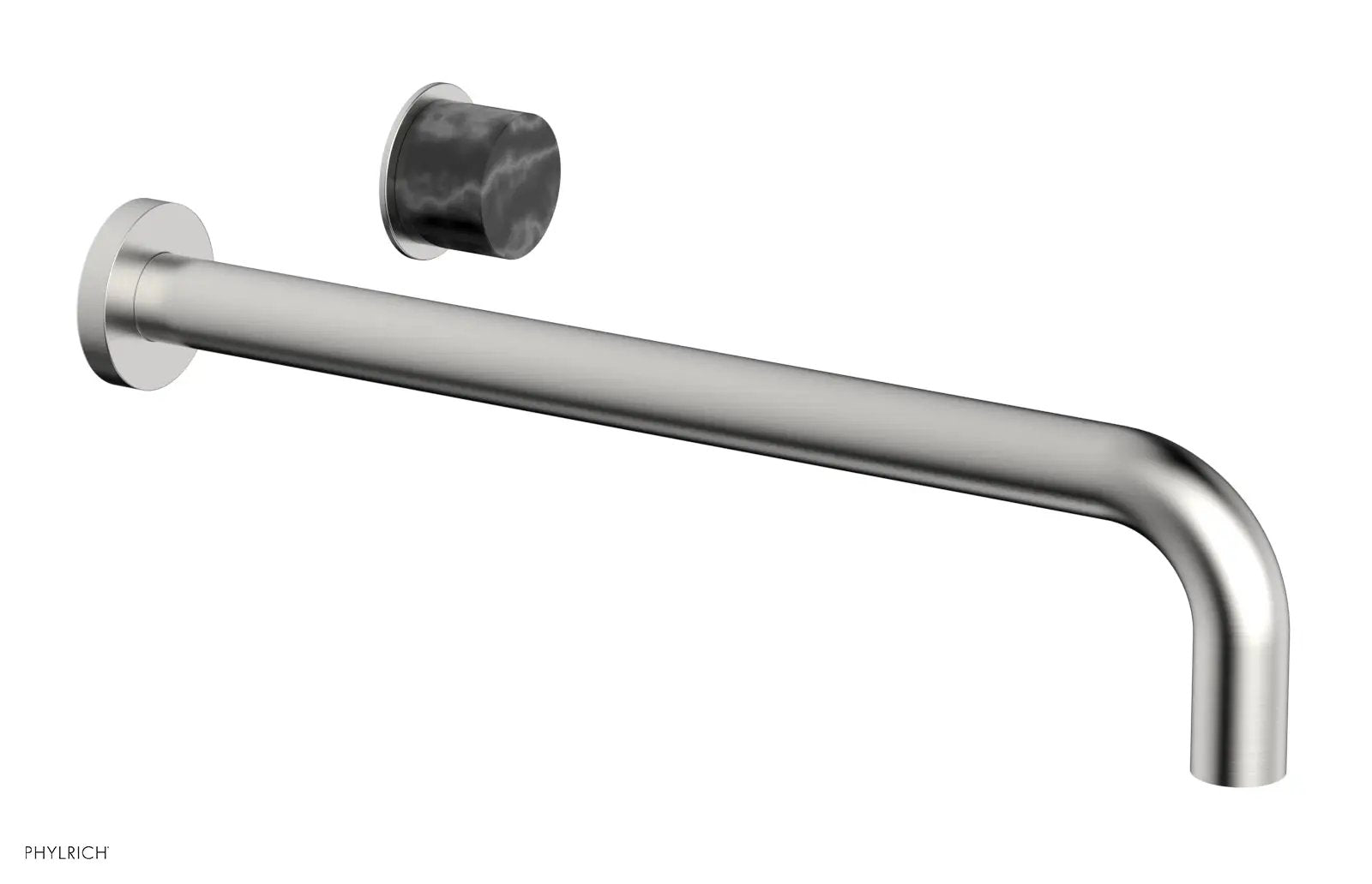 Phylrich Basic II 14" Single Handle Wall Lavatory Set - Black Marble Handle by Phylrich