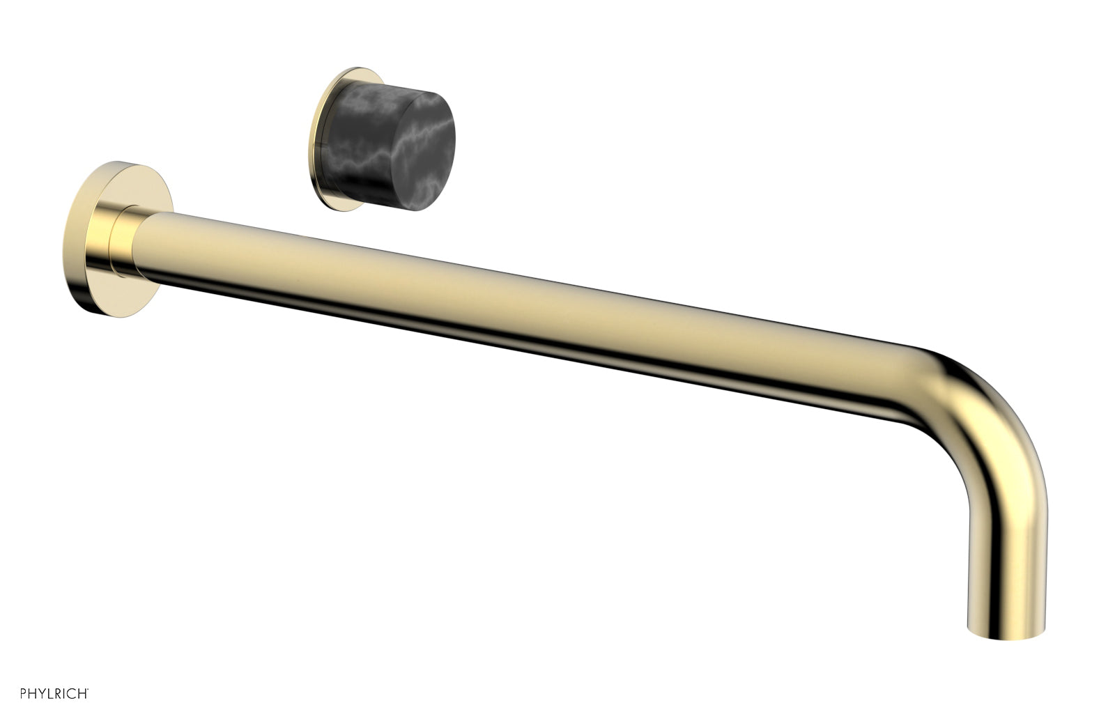 Phylrich Basic II 14" Single Handle Wall Lavatory Set - Black Marble Handle by Phylrich