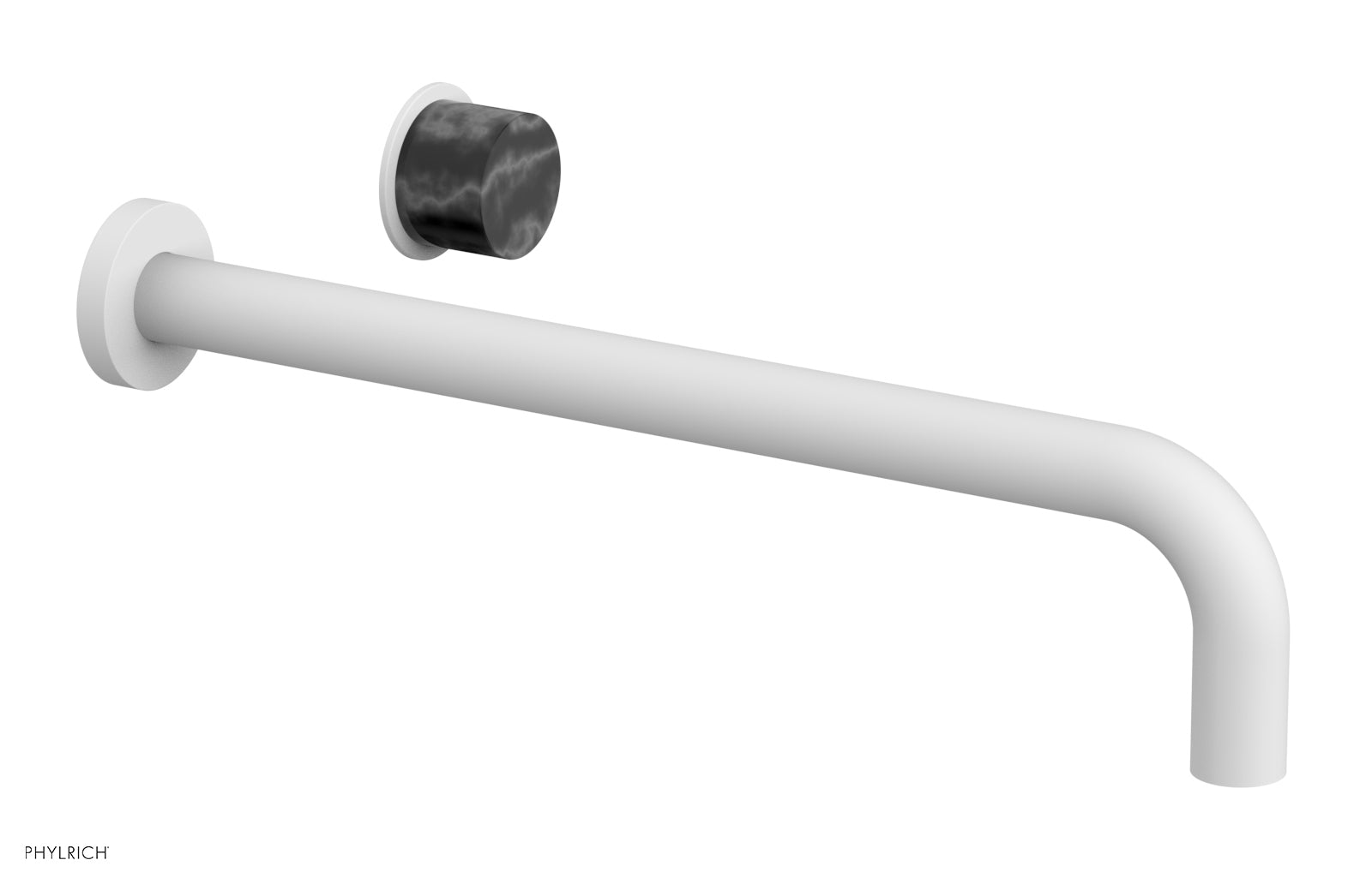 Phylrich Basic II 14" Single Handle Wall Lavatory Set - Black Marble Handle